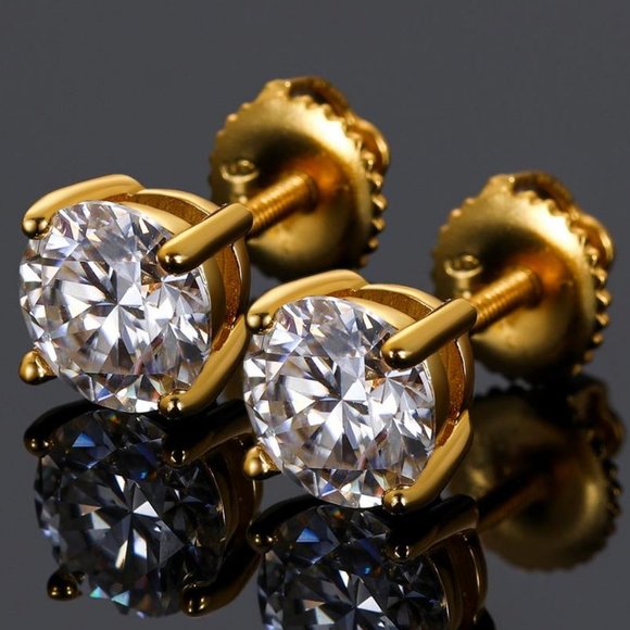 Certified 8ct. t.w. Moissanite Diamond Round Stud Earrings NEW - Picture 1 of 10